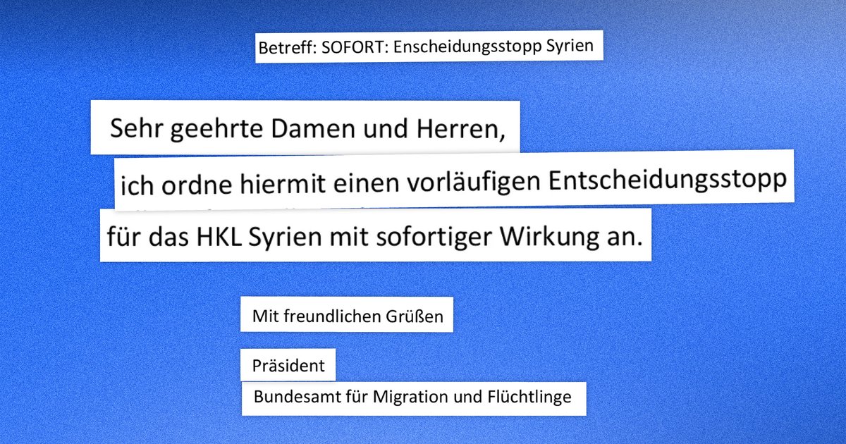 Stoppen Sie das syrische Asylverfahren: Entscheidung ohne Grundlage